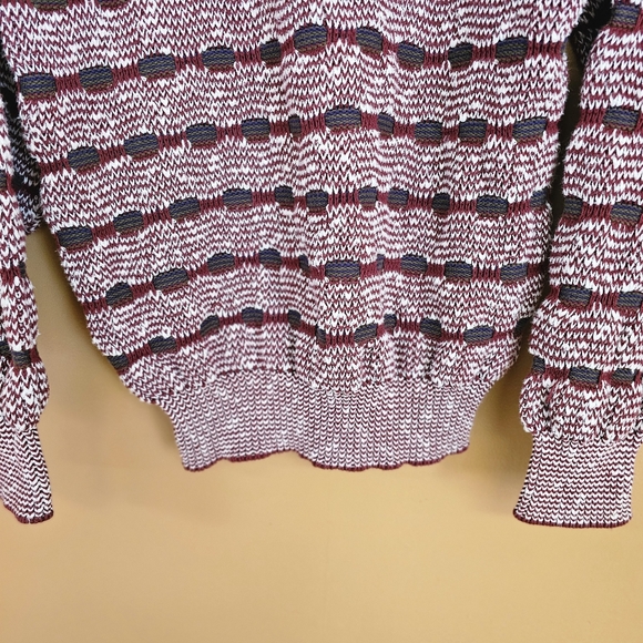 Puritan Classics Burgundy And White Knit Sweater - Picture 5 of 6
